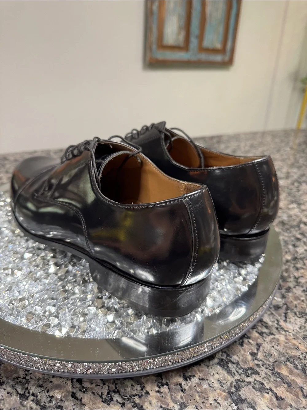 Florsheim Black Leather Derby Dress Shoes EUC 13D